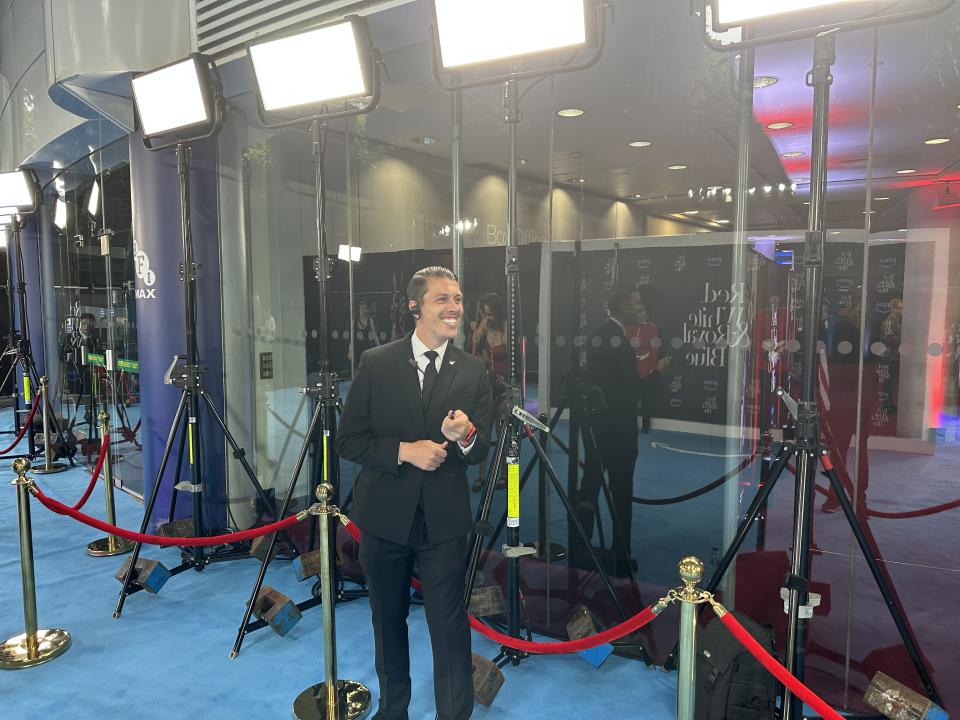 Security guard on duty at empty press pen (Baz Bamigboye/Deadline)