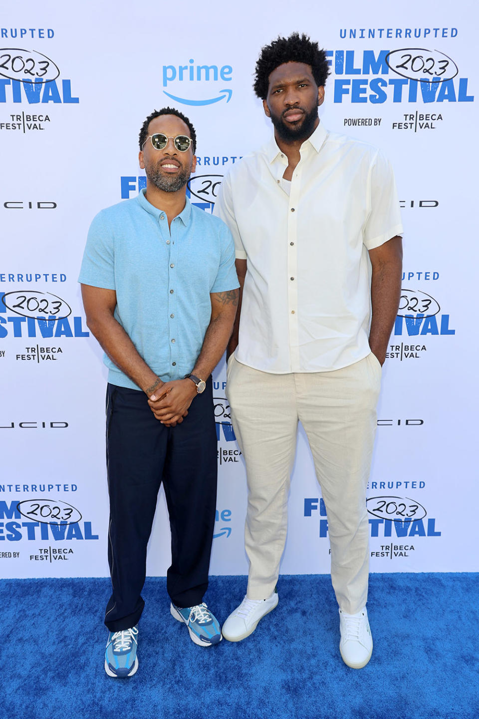 (L-R) Maverick Carter and Joel Embiid attend UNINTERRUPTED Film Festival 2023 Powered by Tribeca at NeueHouse Hollywood on July 13, 2023 in Hollywood, California.