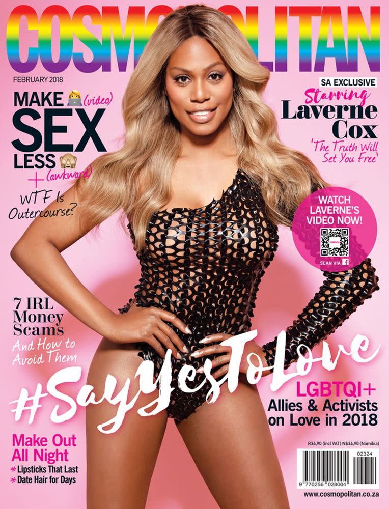 Laverne Cox on the cover of <em>Cosmopolitan</em> South Africa's February issue