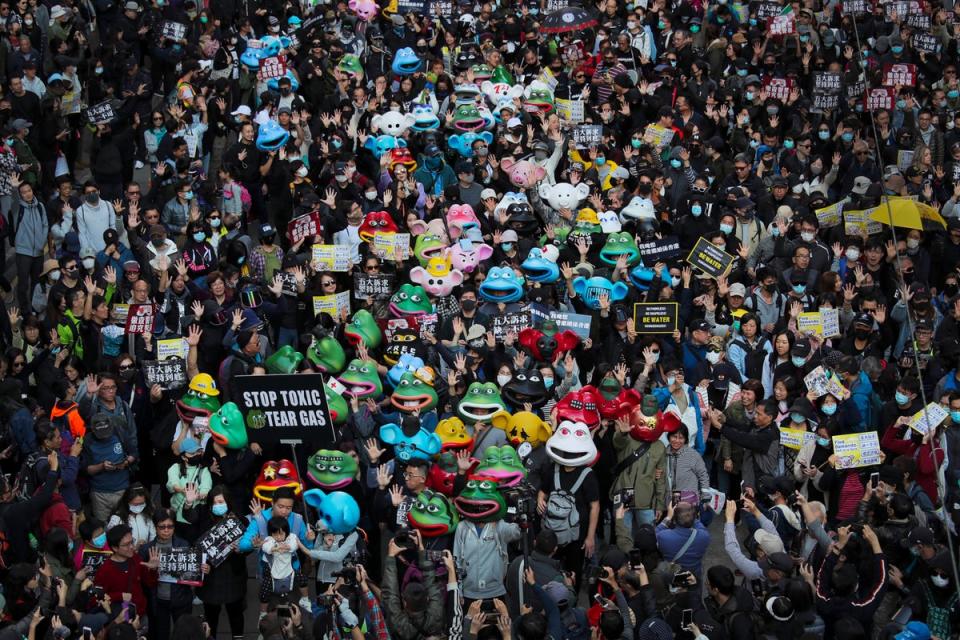 Millions of Hong Kong residents demonstrated against a bill which would have given the city-state’s judicial system power to extradite suspected criminals to mainland China in 2019 (AP)