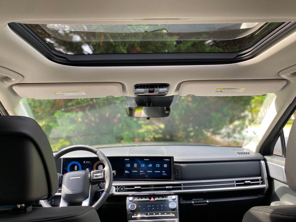 The sunroof of a 2024 Hyundai Santa Fe SUV.