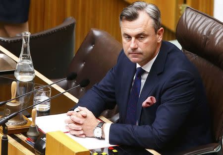 Austrian far right Freedom Party (FPOe) presidential candidate Norbert Hofer attends a session of the parliament in Vienna, Austria, May 19, 2016. REUTERS/Leonhard Foeger