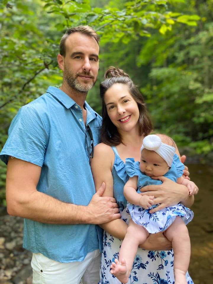 Sébastien Filteau pictured with his wife, Stéphanie Ménard, and daughter, Emma. He was just a block away from his home when he was hit by a car on Oct. 15 2021.