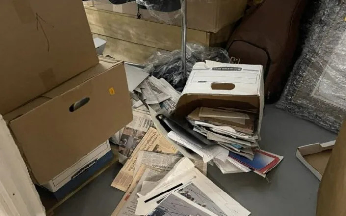 A box of classified documents found in a storage room