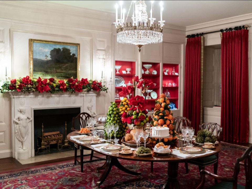 The China Room decorated for Christmas.