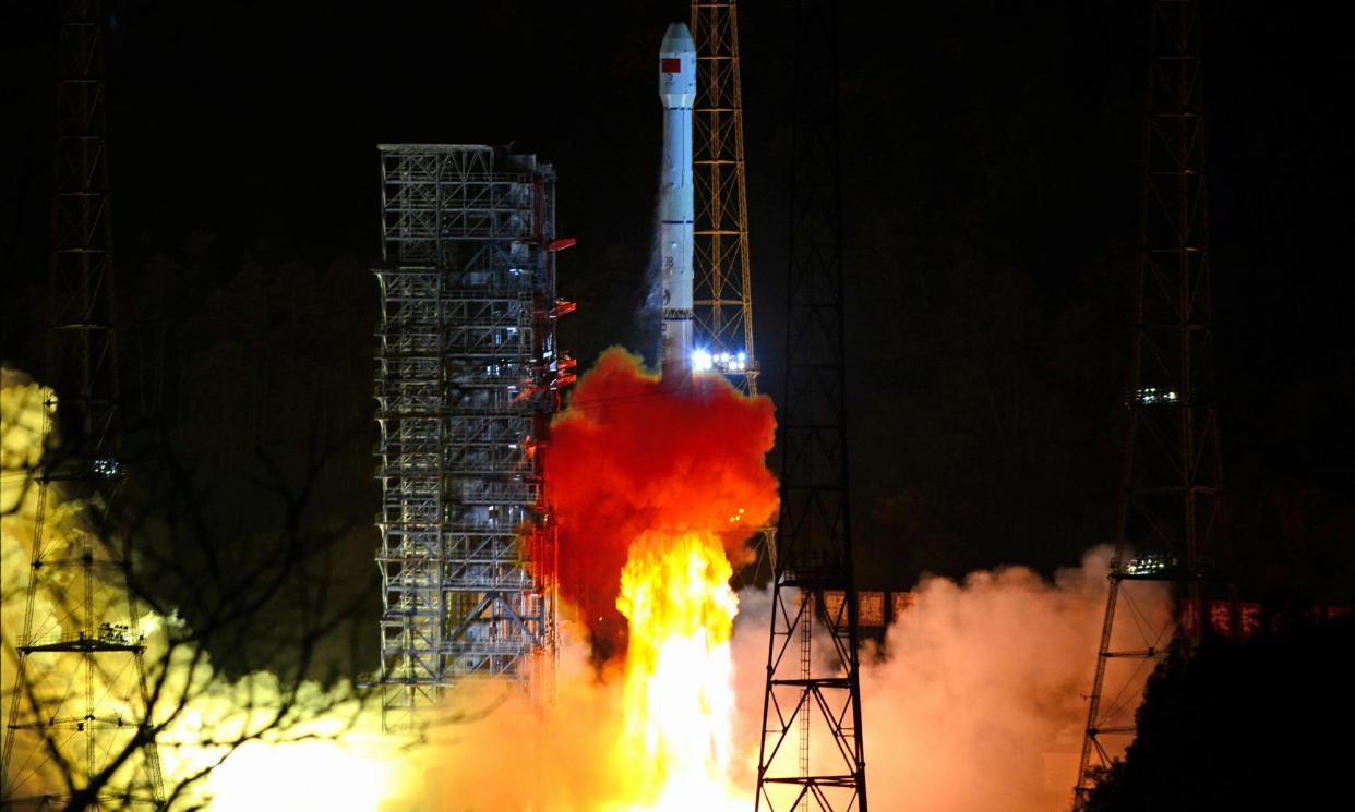 <span>Long March-3B rocket carrying the Chang'e 4 lunar probe takes off. The US has expressed alarm at China’s ambitions in space.</span><span>Photograph: China Stringer Network/Reuters</span>