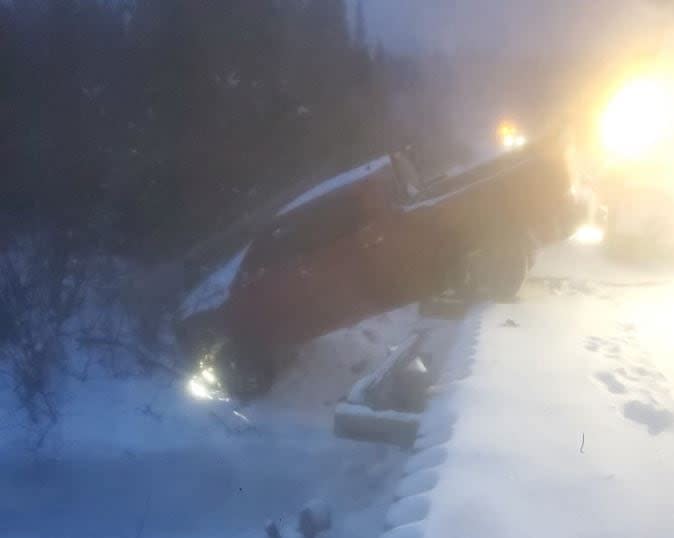 After the steering failed, Roy's truck crashed of a bridge on a rural logging road.