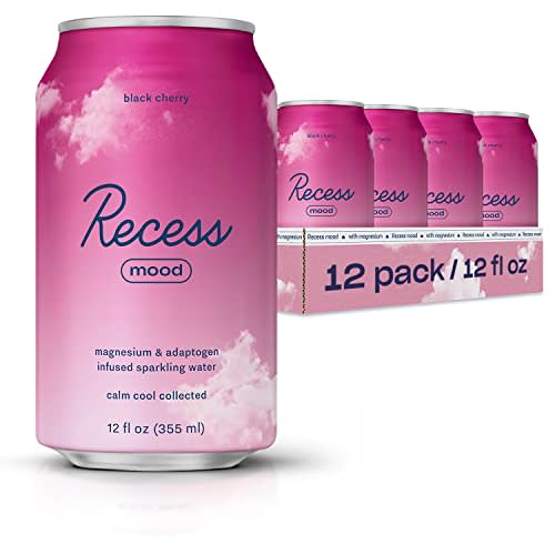 Recess Mood Magnesium Supplement Drink Calming Beverage, 12 Ounce, Pack of 12 (Black Cherry, 12 Pack)