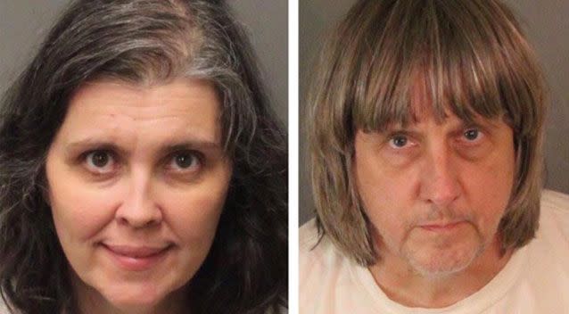 The children's parents, Louise Anna Turpin (left) and David Allen Turpin (right) have been charged with torture and child endangerment. Source: Riverside County Sheriff's Department