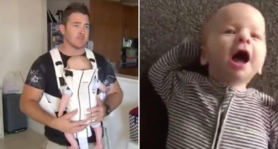 Perth dad Curtis claims his baby boy Cruz was punched by a stranger in the carpark of an Innaloo pub. Source: 7 News