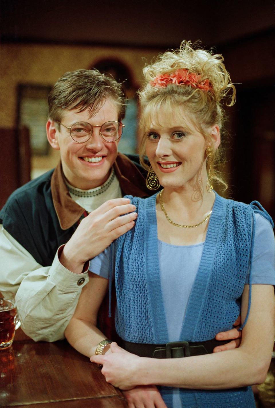 sarah lancashire and mark chatterton in coronation street in 1993