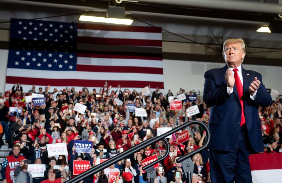 President Donald Trump leads a "Keep America Great" campaign rally at Wildwoods Convention Center in Wildwood, N.J., on Jan. 28.