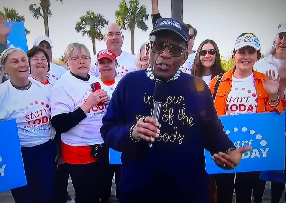Meteorologist and TV personality AL Roker broadcasting live from Hilton Head Island, SC for the “Start TODAY” February Walking Challenge finish line on Wednesday morning.