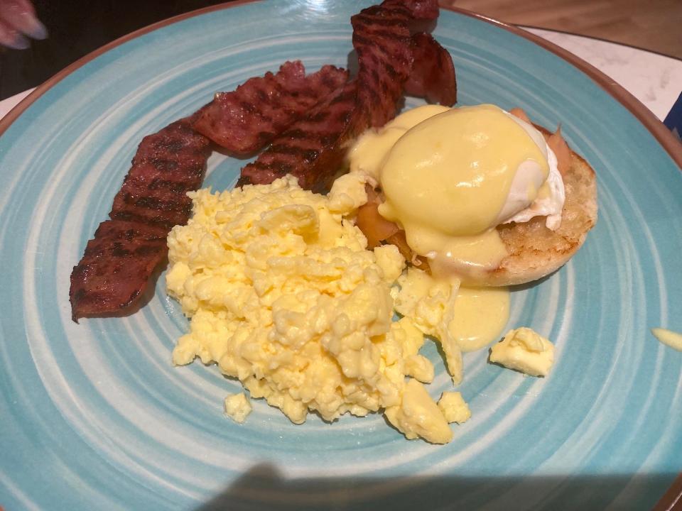 Breakfast from a buffet on the Disney Wish cruise.