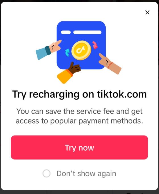 d1886a85a5e0235fa66cb8a62c574a37 - Screenshots suggest TikTok is circumventing Apple App Store commissions