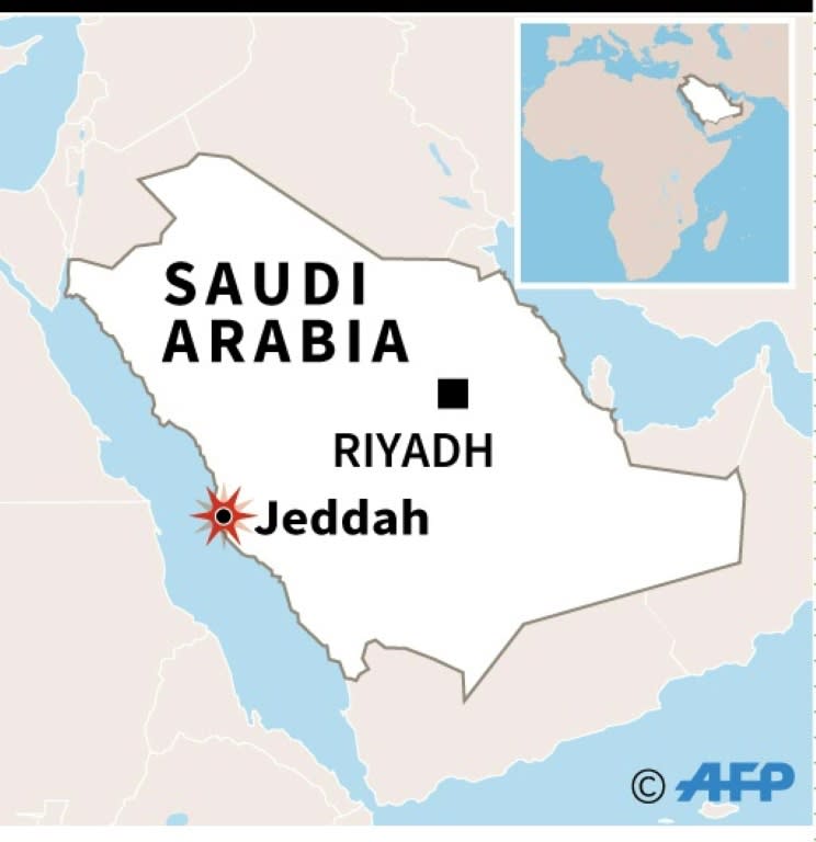 Map locating Jeddah in Saudi Arabia, where a suicide bomber blew himself up near the US Consulate early on July 4, 2016