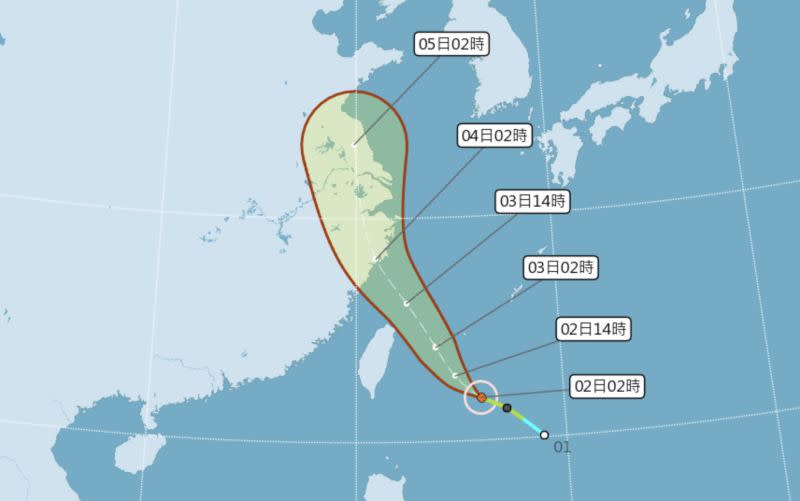 ▲輕颱哈格比持續接近台灣，中央氣象局今（2）日清晨5時已發佈海上颱風警報。（圖／翻攝自中央氣象局）