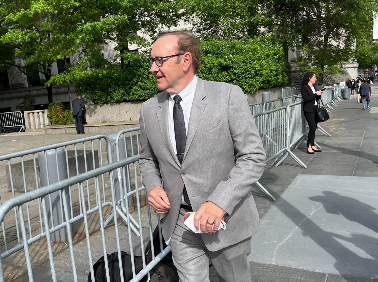 Kevin Spacey is pictured entering Manhattan Federal Court on Thursday, May 26, 2022. 