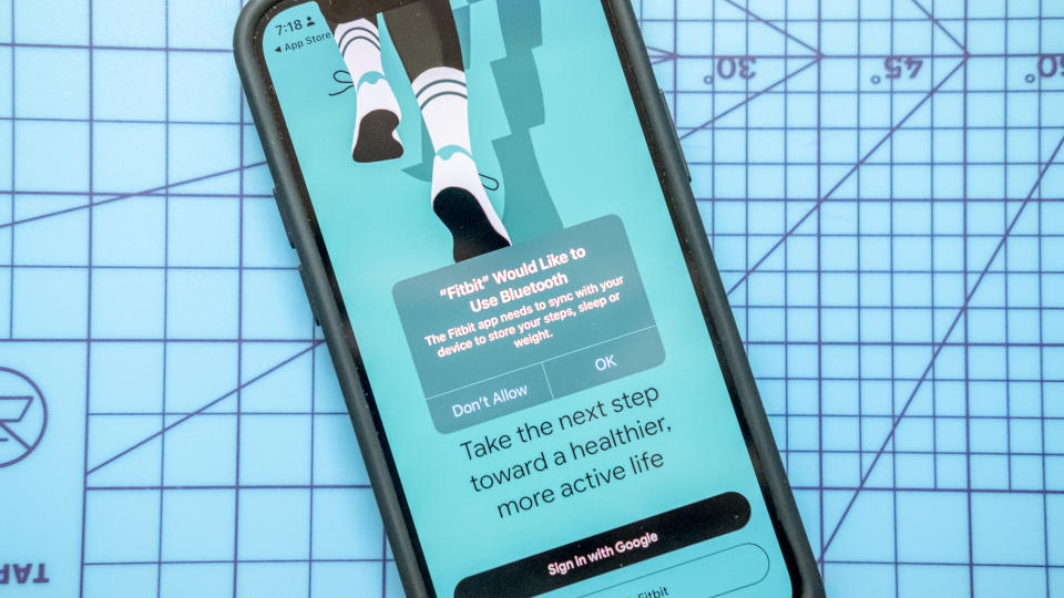 The Fitbit app with a prompt asking if you want to connect to Bluetooth.