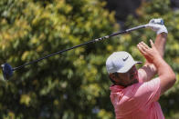 France's Pierre Pineau tees off on the first hole during the Australian Open golf championship at Victoria golf course in Melbourne, Australia, Saturday, Dec. 3, 2022. (AP Photo/Asanka Brendon Ratnayake)