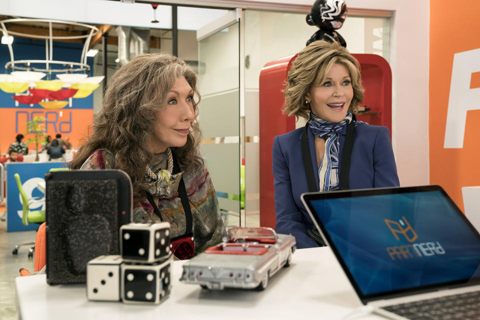 <p>Jane Fonda’s co-star, Lily Tomlin, has been nominated twice before for Netflix’s popular comedy series, but this is the first year that both Grace and Frankie will be in contention for Outstanding Lead Actress in a Comedy Series. Two acting legends are better than one, after all. <i>— EA</i><br><br>(Photo: Netflix) </p>