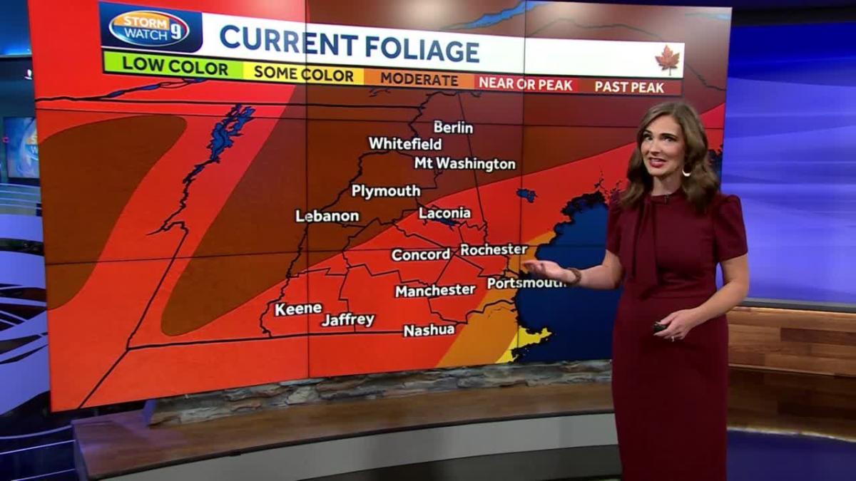 NH foliage tracker Lakes Region, Merrimack Valley at peak