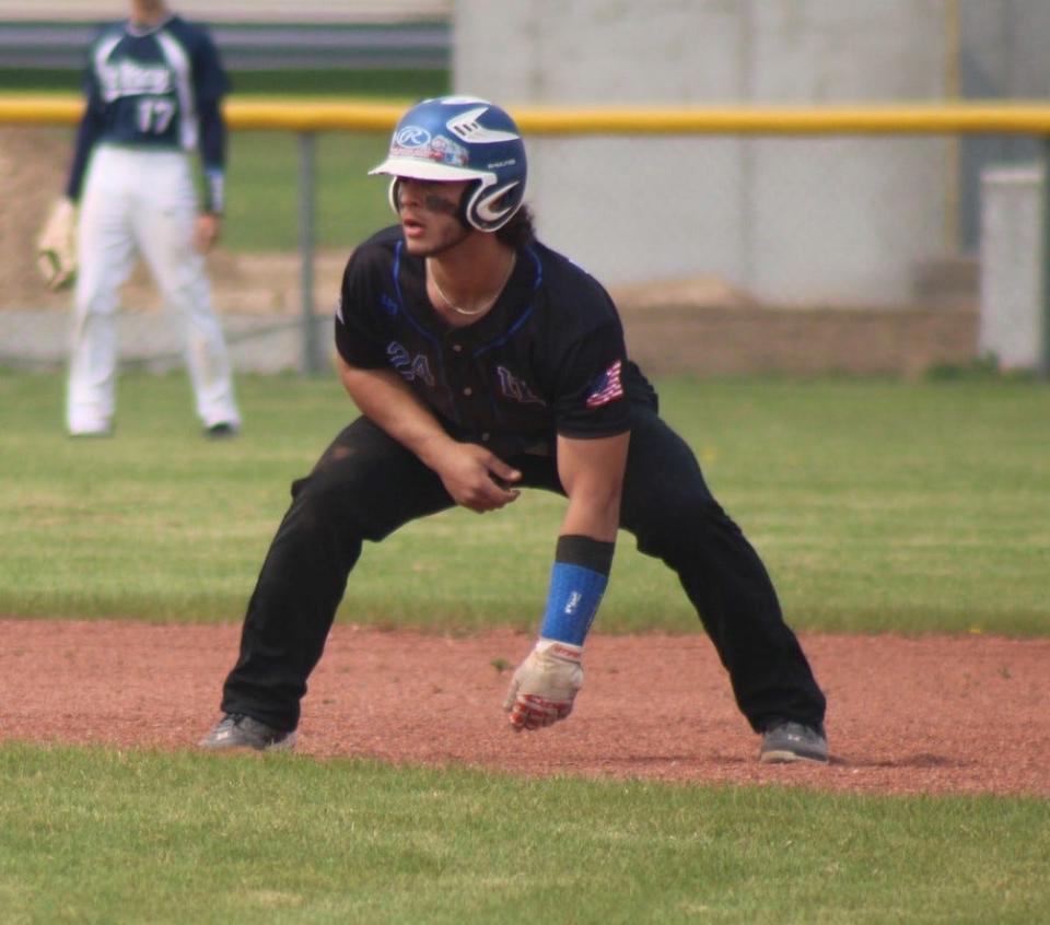 Junior Grant Blumke has been a big-time offensive threat for the Inland Lakes baseball team this spring.