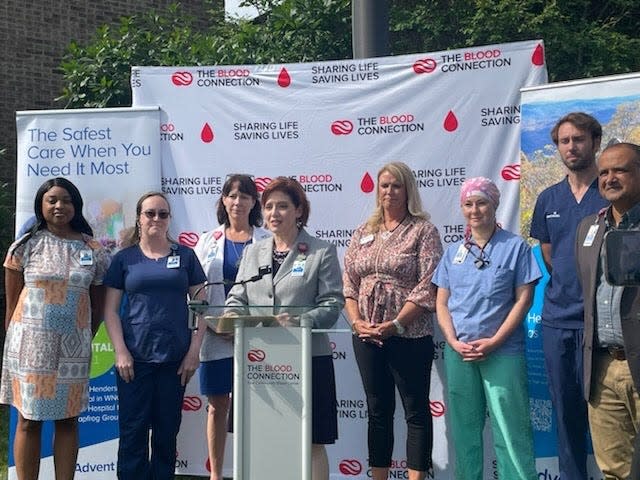 AdventHealth front-line team members join The Blood Connection on June 28 to ask the public to donate blood to avoid a critical shortage and meet patient blood needs.