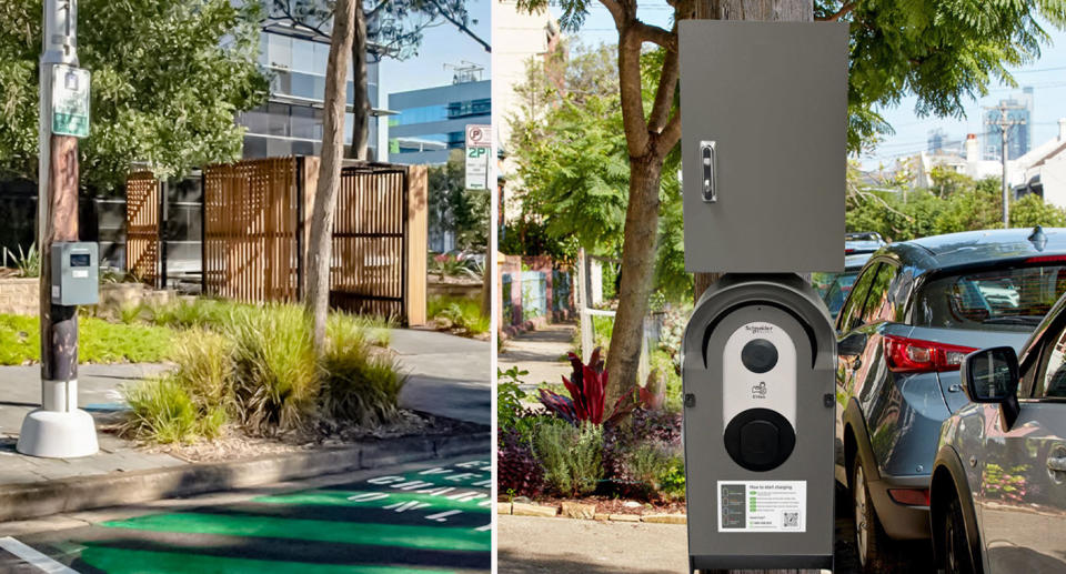 EV power pole charging stations in Sydney's northern beaches.