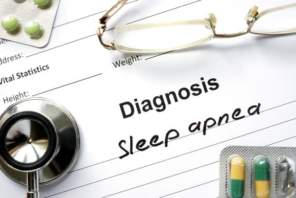 The words "sleep apnea" on medical chart