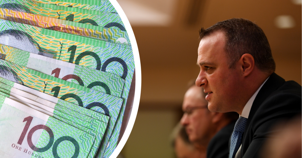 Chair of the House of Representatives Standing Committee on Economics Tim Wilson MP and Australian $100 notes.