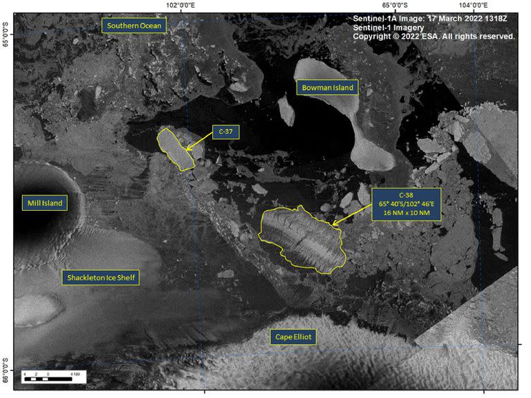 La plataforma de hielo se desintegró por completo la semana pasada en la Antártida Oriental durante la "ola de calor" sin precedentes que azotó la región, dijeron los científicos. "Colapso total de la plataforma de hielo Congrio en la Antártida oriental el 15 de marzo (alrededor de 1200 km2)", tuiteó la científica de la NASA Catherine Colello Walker. La plataforma había comenzado su desintegración hace varios años, pero ha experimentado "su colapso final", dijo a la AFP Jonathan Wille, del Instituto de Geociencias Ambientales de Grenoble, evocando un "vínculo" con la ola de calor "sin precedentes" que golpeó el continente helado la semana pasada