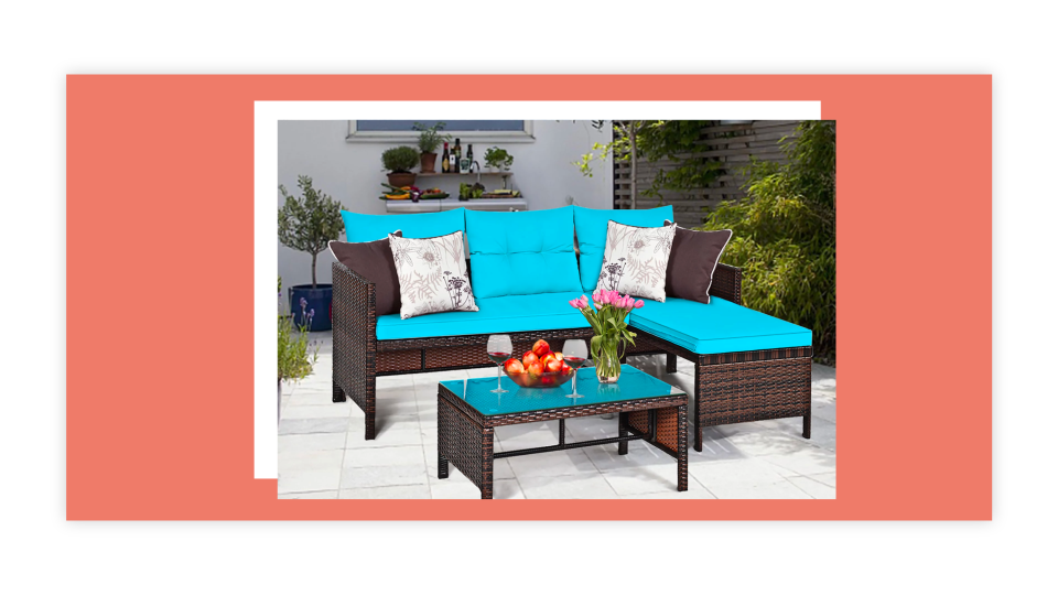 The Costway outdoor sectional sofa and table from Walmart is a deal at twice the price.