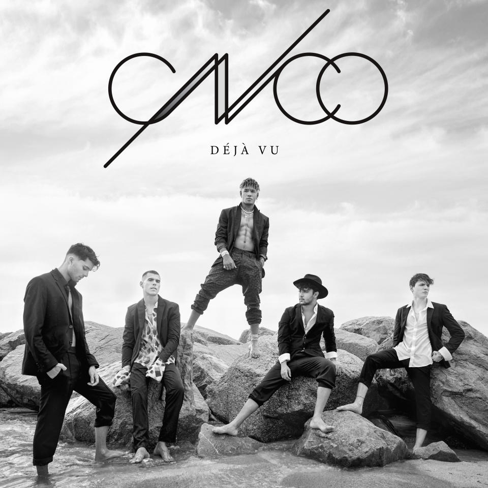 La portada del álbum "Déjà vu'" de CNCO en una imagen proporcionada por Sony Latin. CNCO lanzará el 5 de febrero de 2021 su álbum “Déjà Vu” con canciones de la década de 1980, 1990 y 2000 interpretadas originalmente por astros como Chayanne, Ricardo Montaner y Enrique Iglesias. (Sony Latin via AP)