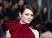 <p>Actress Emma Stone arrives before the 84th Klassisch: Die Oscar-Frisur 2012 von Superstar Emma Stone mit tiefem Seitenscheitel und leicht über die Stirn gelegtem Haar ist von vorne schon ein Traum … doch auch von hinten ist diese Steckfrisur ein absoluter Hingucker, wie Sie auf dem nächsten Foto sehen können. (Foto: AP Photo/Matt Sayles)Sunday, Feb. 26, 2012, in the Hollywood section of Los Angeles. (AP Photo/Matt Sayles) </p>