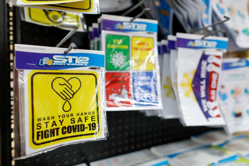 Stickers of health reminders on sale amid coronavirus outbreak