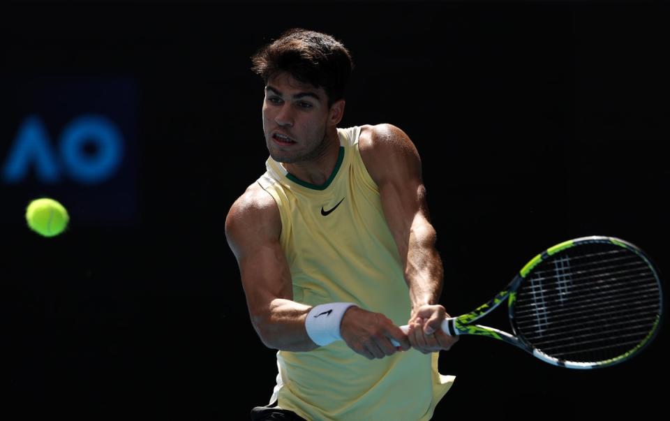 Alcaraz spent just 66 minutes on court as he won 6-1 6-1 1-0 (Getty Images)