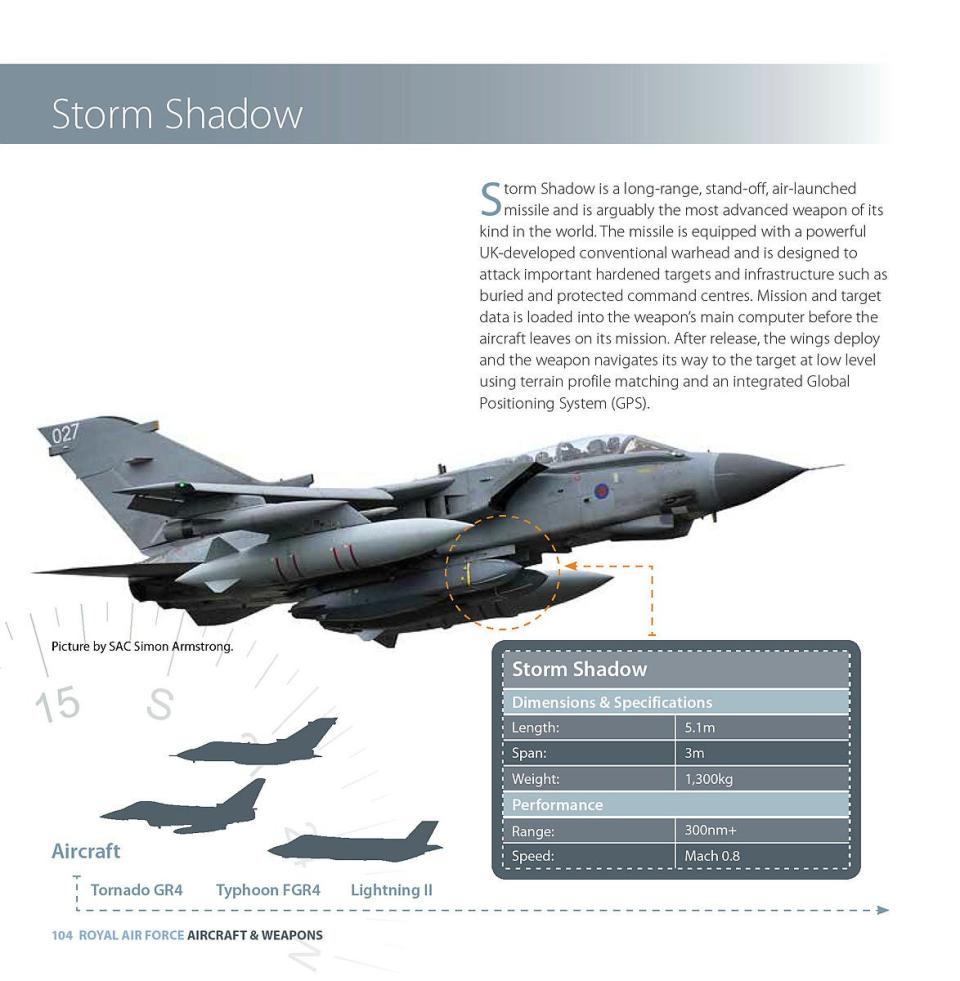 An infographic on the Storm Shadow missile prepared by the U.K. Ministry of Defense. (Note that the missile was never cleared for use by the F-35 stealth fighter). <em>Crown Copyright</em>