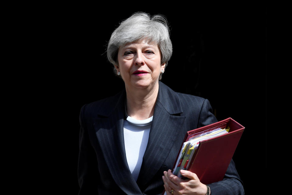 Britain's Prime Minister Theresa May is seen outside Downing Street, as uncertainty over Brexit continues, in London, Britain May 22, 2019. REUTERS/Toby Melville