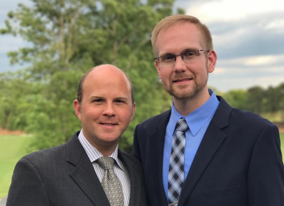 Joshua Payne-Elliott, right, and his husband, Layton Payne-Elliott, were both employed as Catholic school teachers in Indianapolis.&nbsp;Joshua Payne-Elliott was fired in June. (Photo: Kathleen DeLaney of DeLaney & DeLaney)