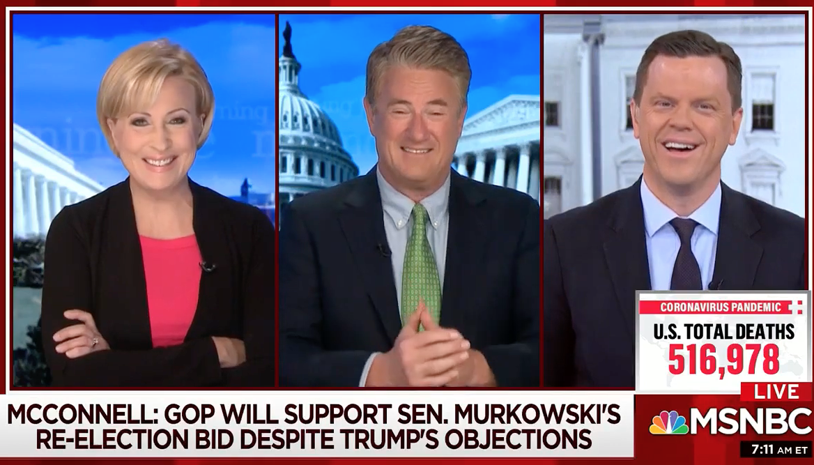 The hosts of MSNBC’s Morning Joe mocked South Carolina Senator Lindsey Graham for fawning comments he made about former president Donald Trump  (MSNBC)