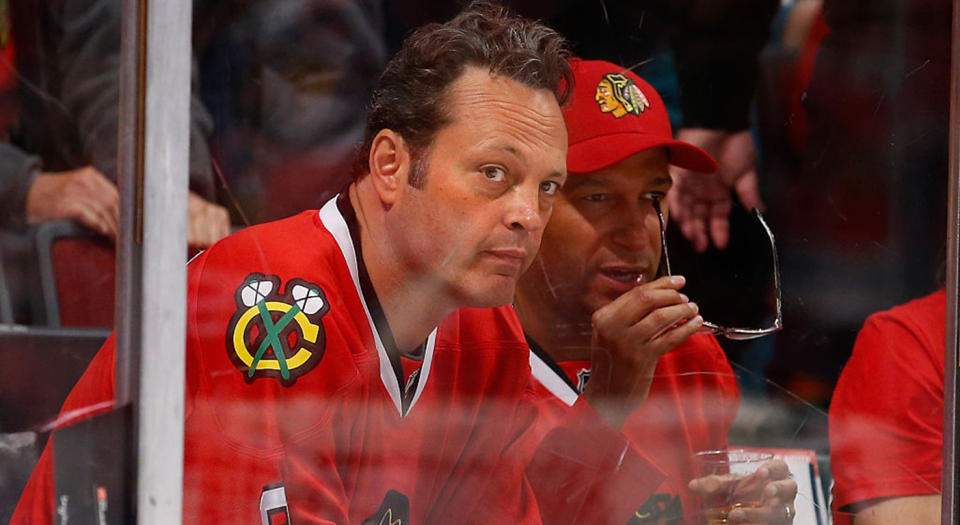 Vince Vaughn has established himself as one of the biggest figures in the Chicago hockey scene. (Scott Audette/NHLI via Getty Images)