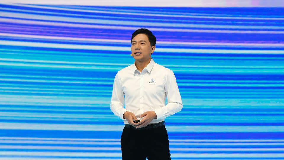 Baidu CEO Robin Li presenting at a company event in Beijing in October. - Bloomberg/Getty Images/File