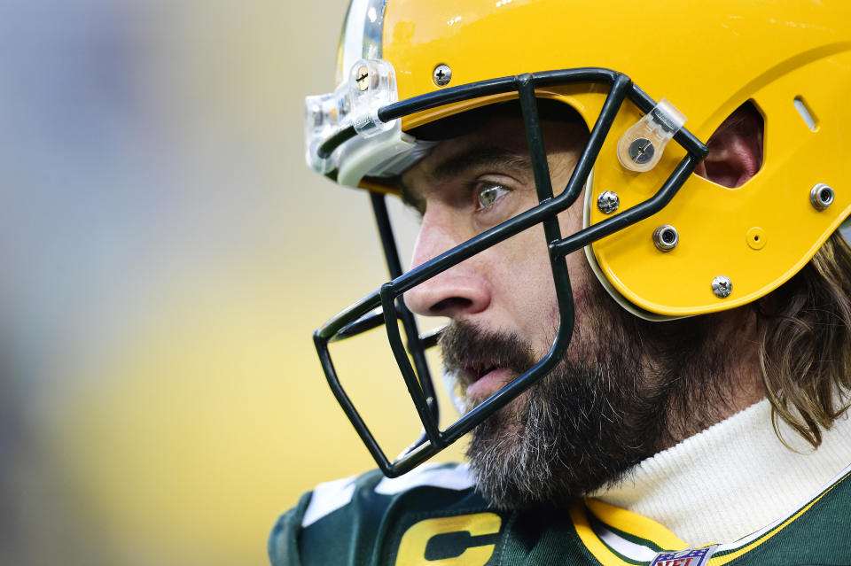 Closeup of Aaron Rodgers