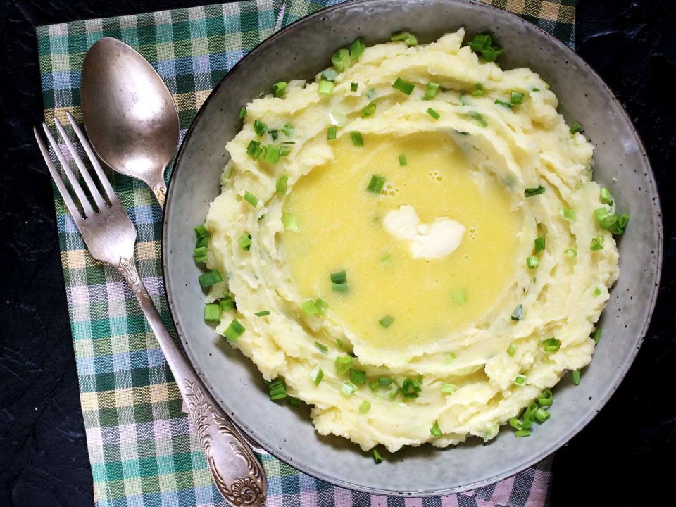 champ potatoes with butter in the middle