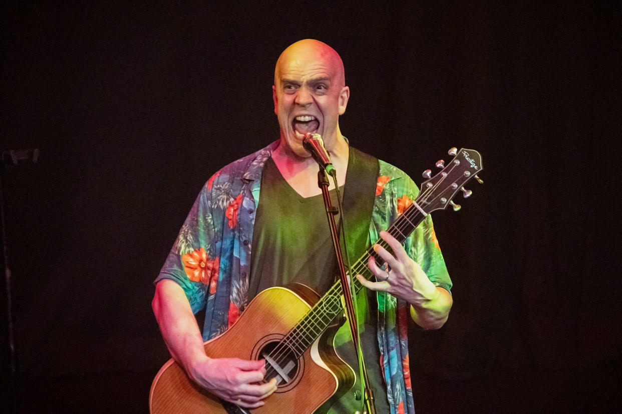 Devin Townsend letting out one of his signature screams. (PHOTO: Dhany Osman / Yahoo News Singapore)