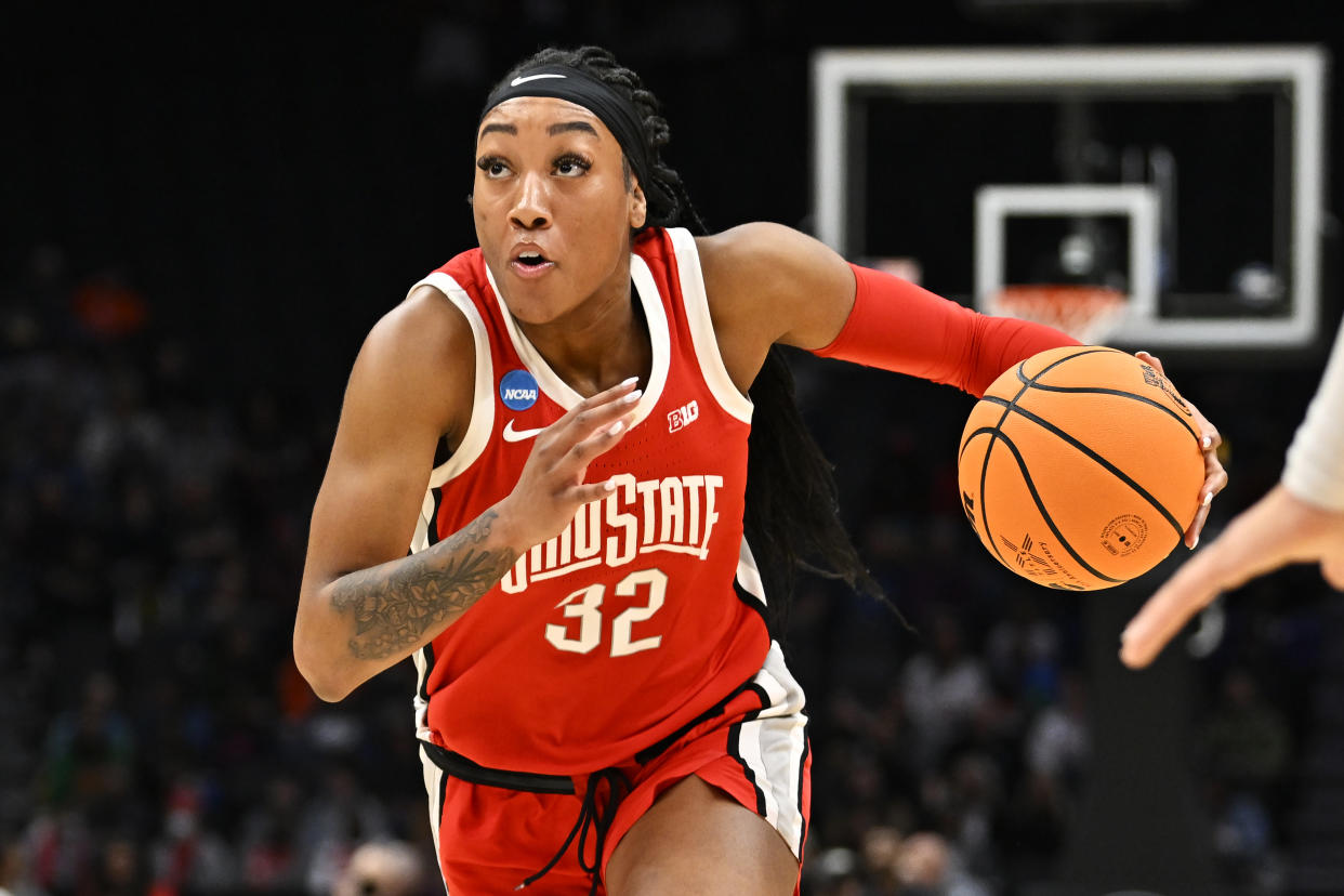 Ohio State's Cotie McMahon broke out during last season's Sweet 16 round against UConn when she scored 23 points and five rebounds to propel Ohio State to the Elite Eight. (Photo by Alika Jenner/Getty Images)