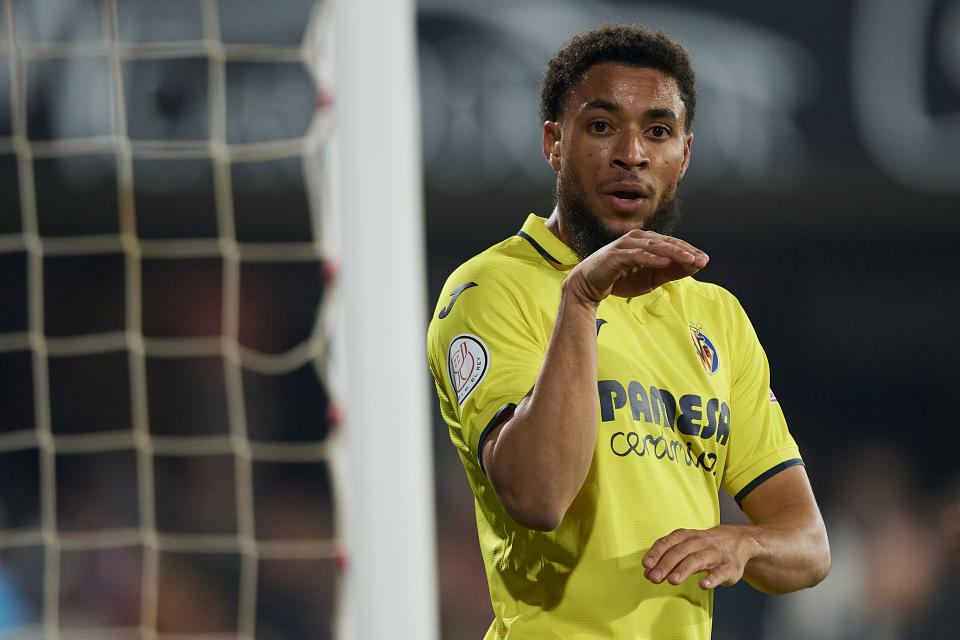 CARTAGENA, SPAIN - JANUARY 03: Arnaut Danjuma of Villarreal CF celebrates after scoring his team's second goal during the Copa del Rey Round of 32 match between FC Cartagena and Villarreal CF at Estadio Cartagonova on January 03, 2023 in Cartagena, Spain. (Photo by Silvestre Szpylma/Quality Sport Images/Getty Images)