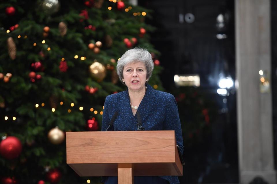 Theresa May speaks at No10 today (Jeremy Selwyn)