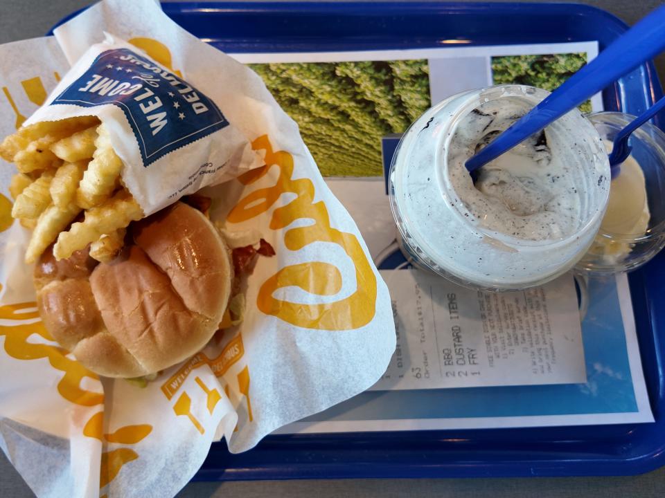 burger and fries and two kinds of frozen custard from culvers